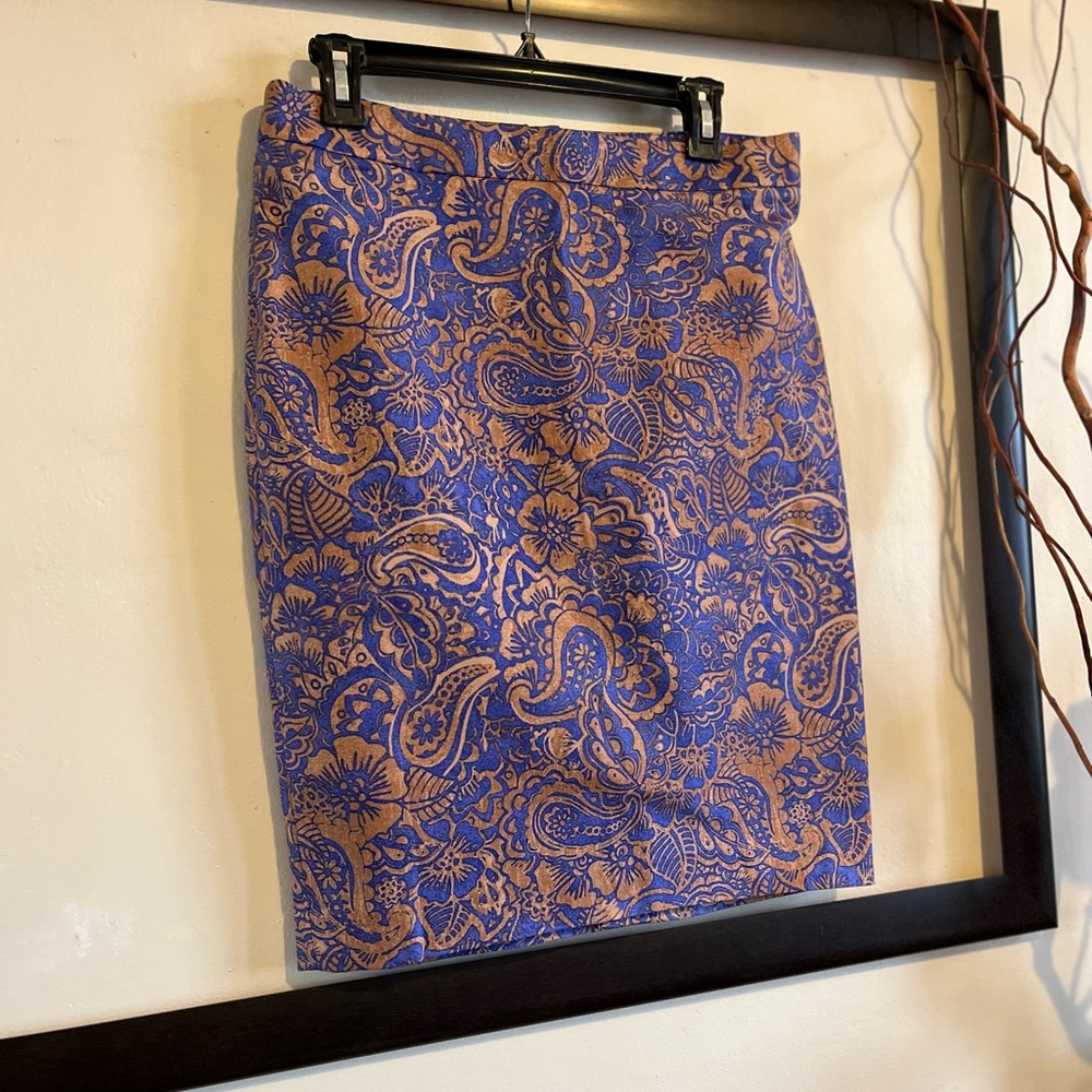 NWT  LOFT, cork and blue denim colors pencil skirt